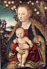 Virgin And Child in an Interior Paintings - Virgin and Child by Lucas Cranach the Elder